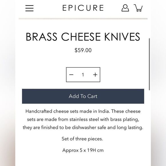 Epicure gold brass tone cheese knives - Picture 7 of 7